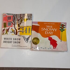 Vintage Children's Books Lot Snowy Day White Snow Bright Snow 1988
